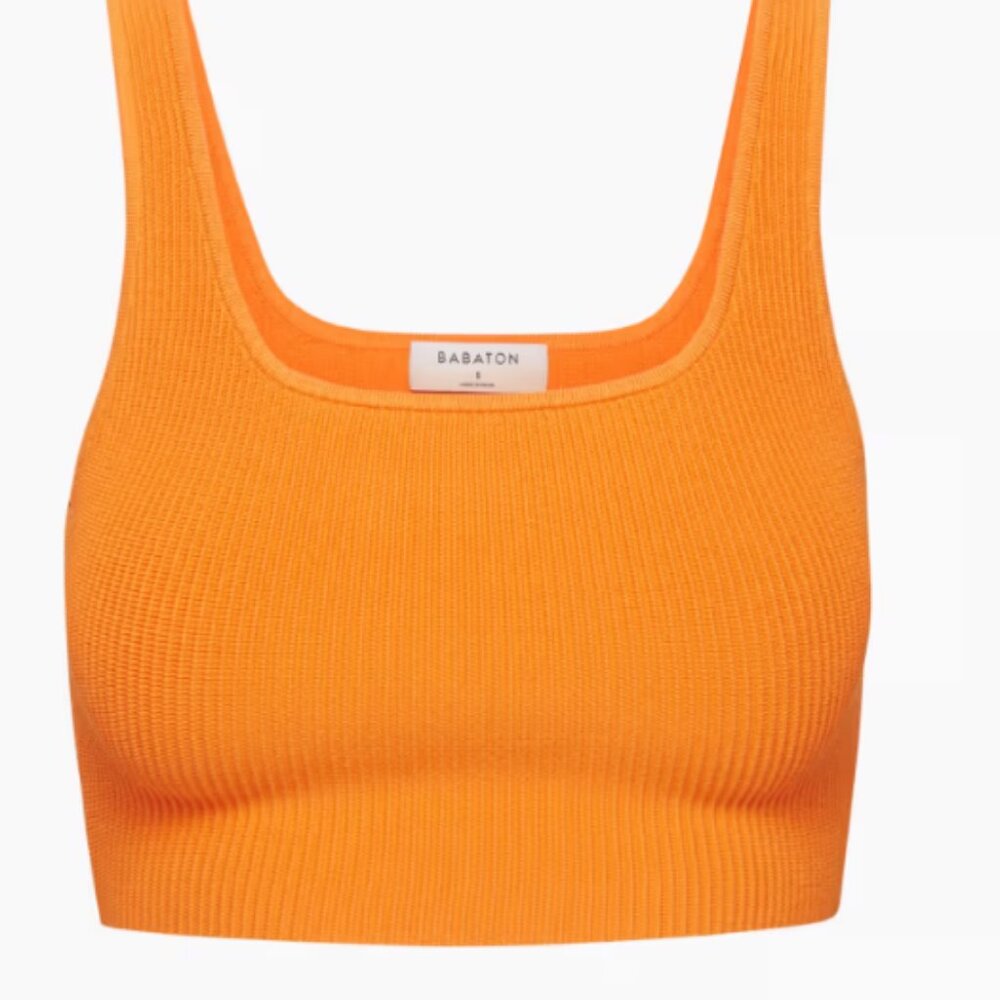 ARITZIA (Babaton) Sculpt Knit Squareneck Cropped Ribbed Tank - Small - ​O​range